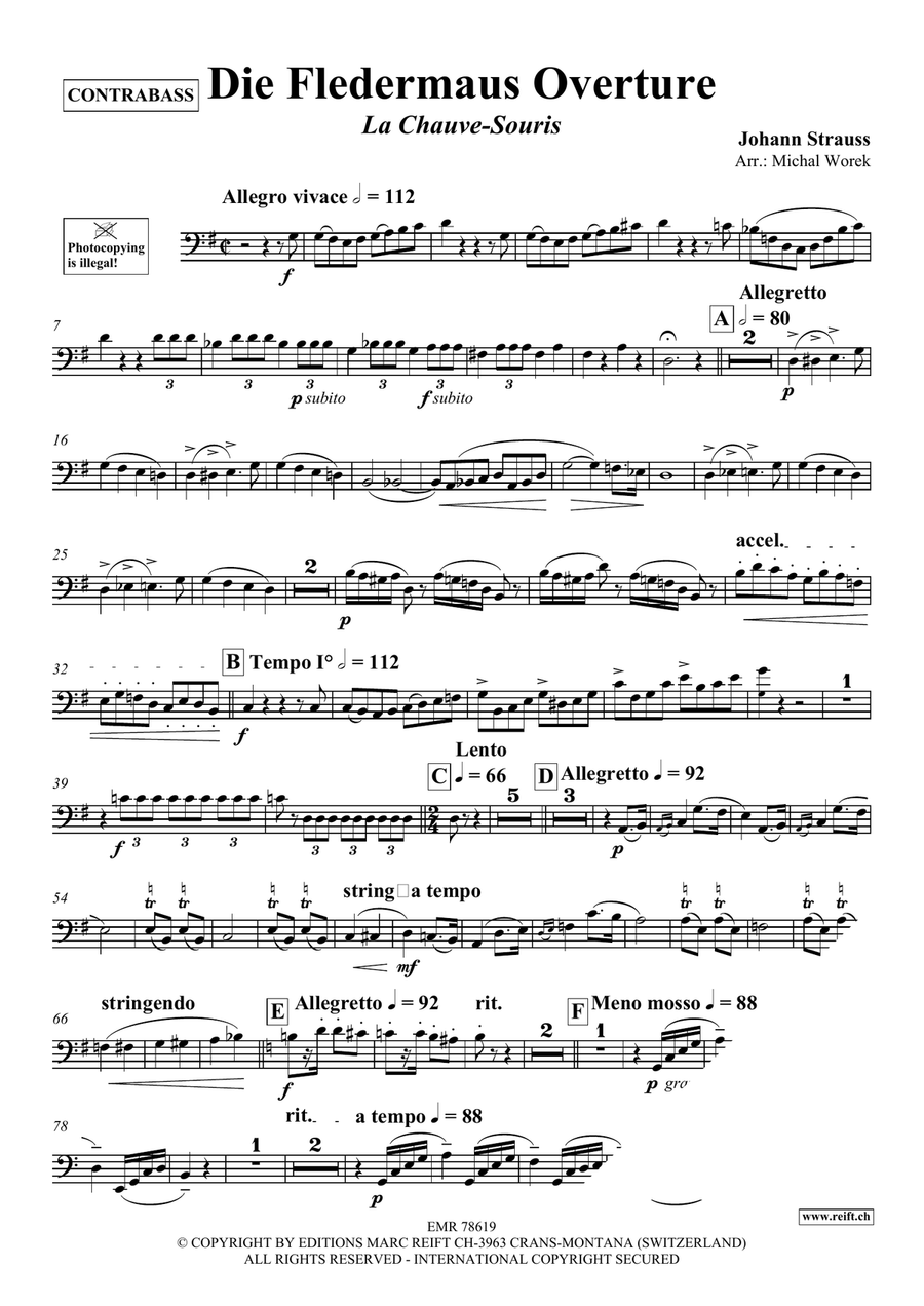 Die Fledermaus Overture Die Fledermaus Overture Double Bass scores gallery preview page 3