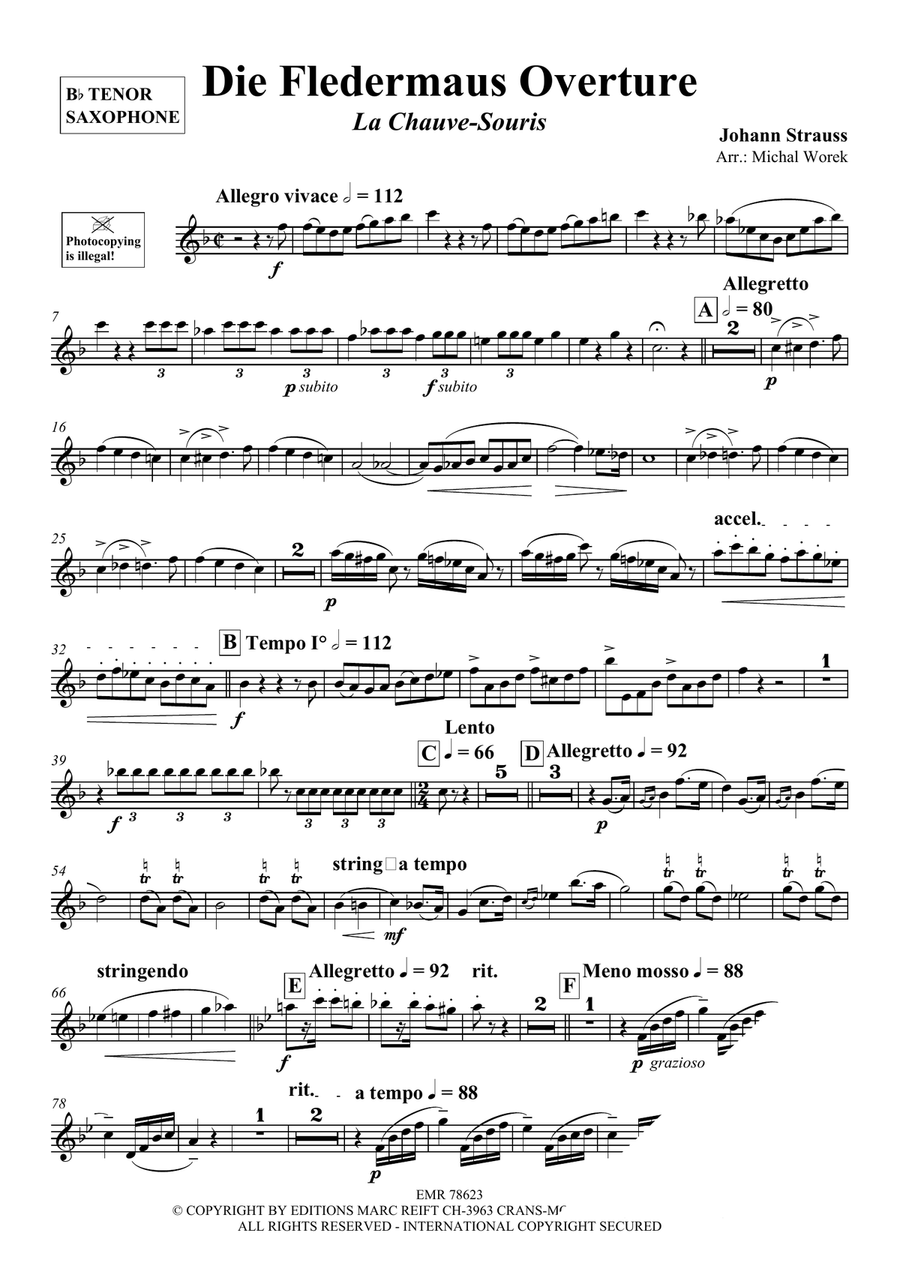 Die Fledermaus Overture Die Fledermaus Overture Tenor Saxophone scores gallery preview page 3