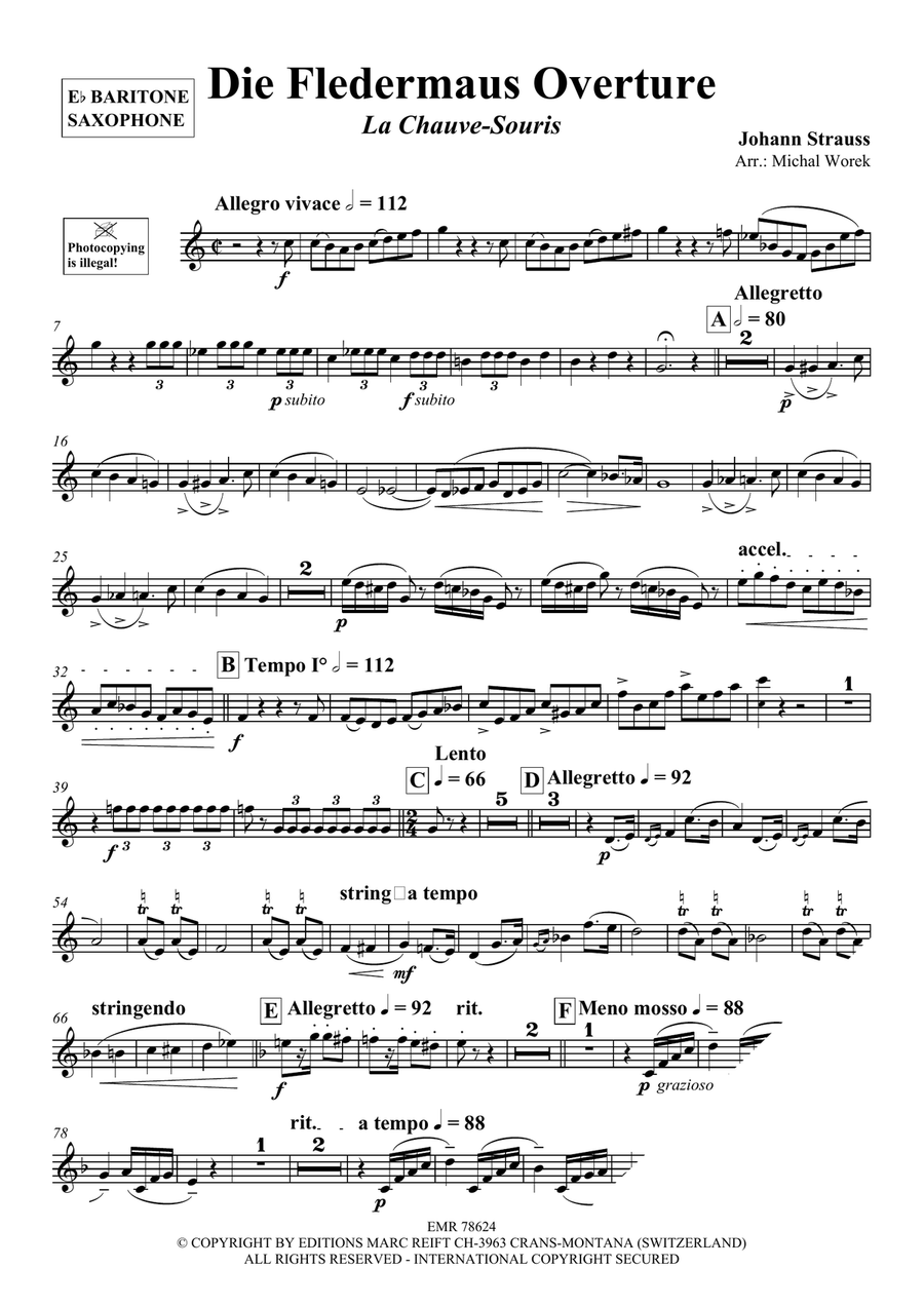 Die Fledermaus Overture Die Fledermaus Overture Baritone Saxophone scores gallery preview page 3