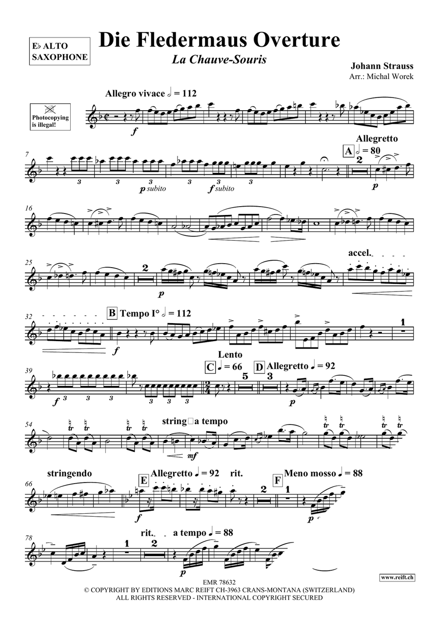 Die Fledermaus Overture Die Fledermaus Overture Alto Saxophone scores gallery preview page 3
