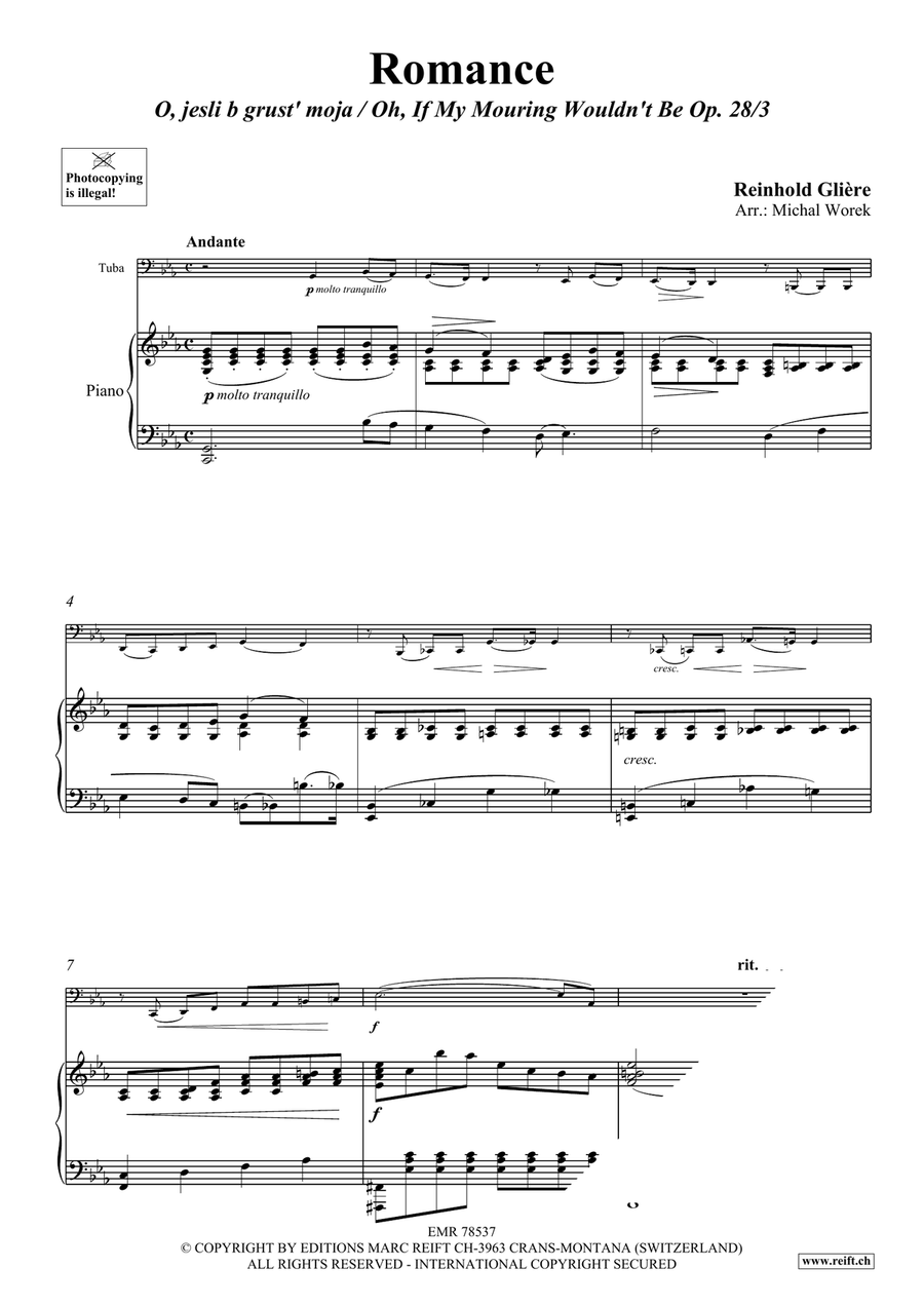 Romance by Reinhold Moritzovich Gliere Tuba - Sheet Music page 3