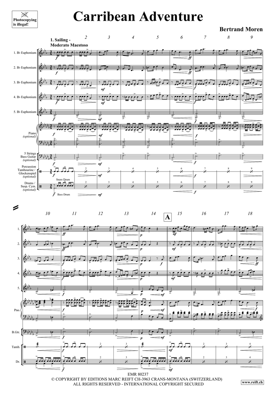 Carribean Adventure Carribean Adventure Euphonium Quintet scores gallery preview page 4
