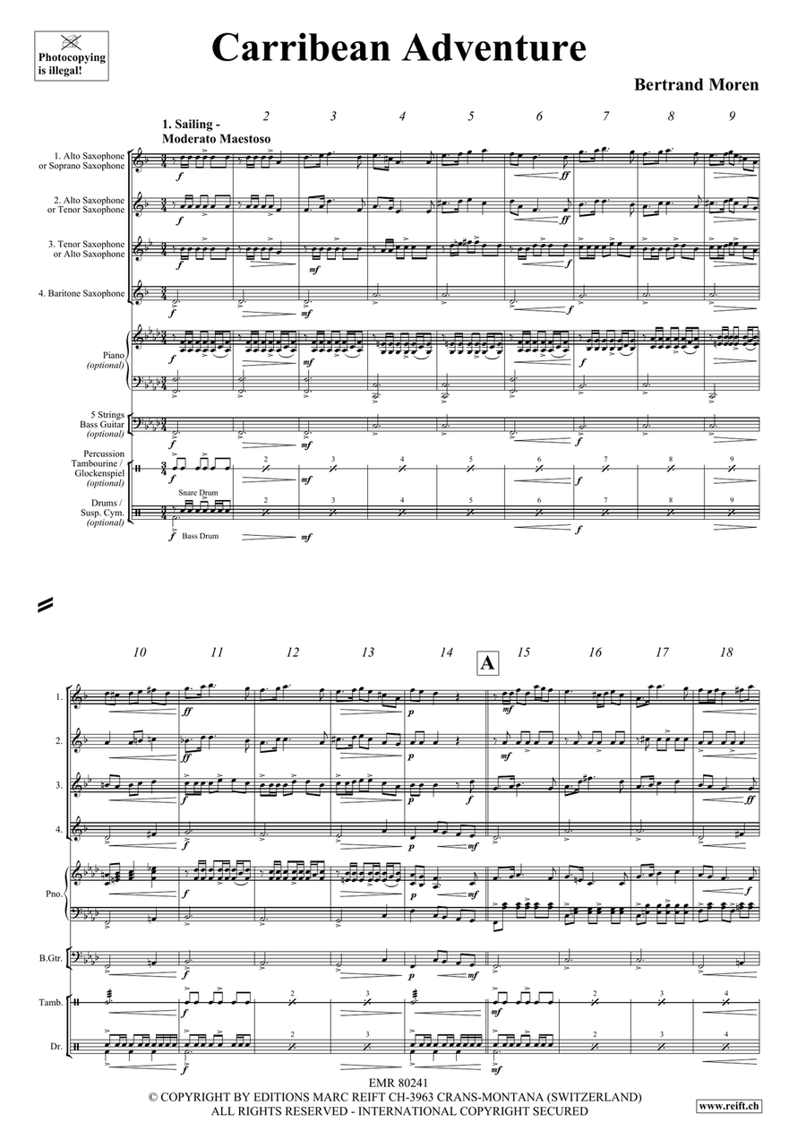 Carribean Adventure Saxophone Quartet scores gallery preview page 4