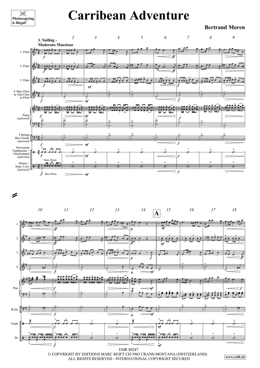 Carribean Adventure Carribean Adventure Flute Quartet scores gallery preview page 4