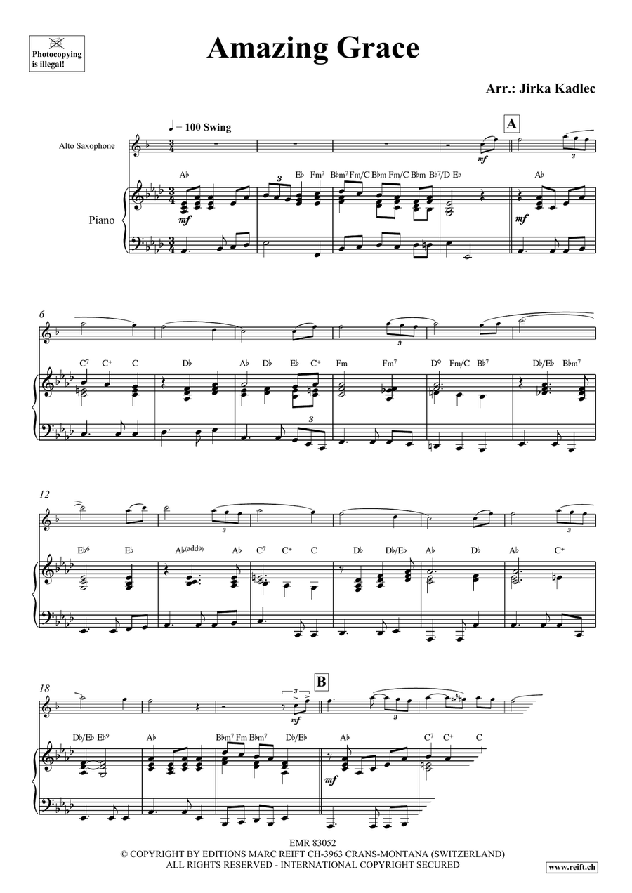 Amazing Grace Amazing Grace Alto Saxophone scores gallery preview page 3