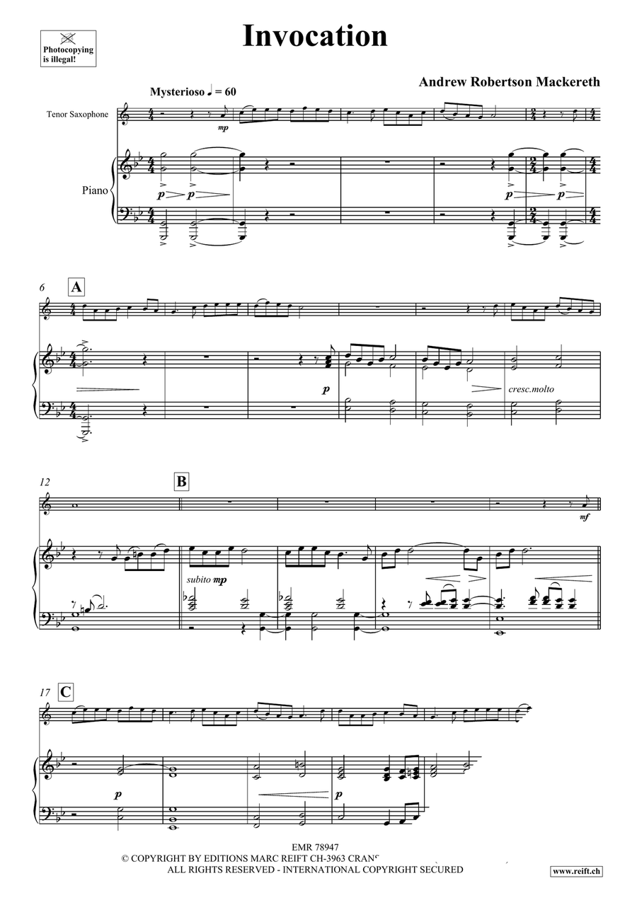Invocation Invocation Tenor Saxophone scores gallery preview page 4