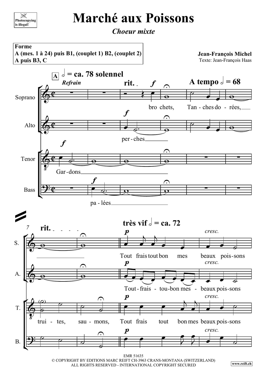 Marché aux Poissons Marché aux Poissons Mixed Choir scores gallery preview page 4