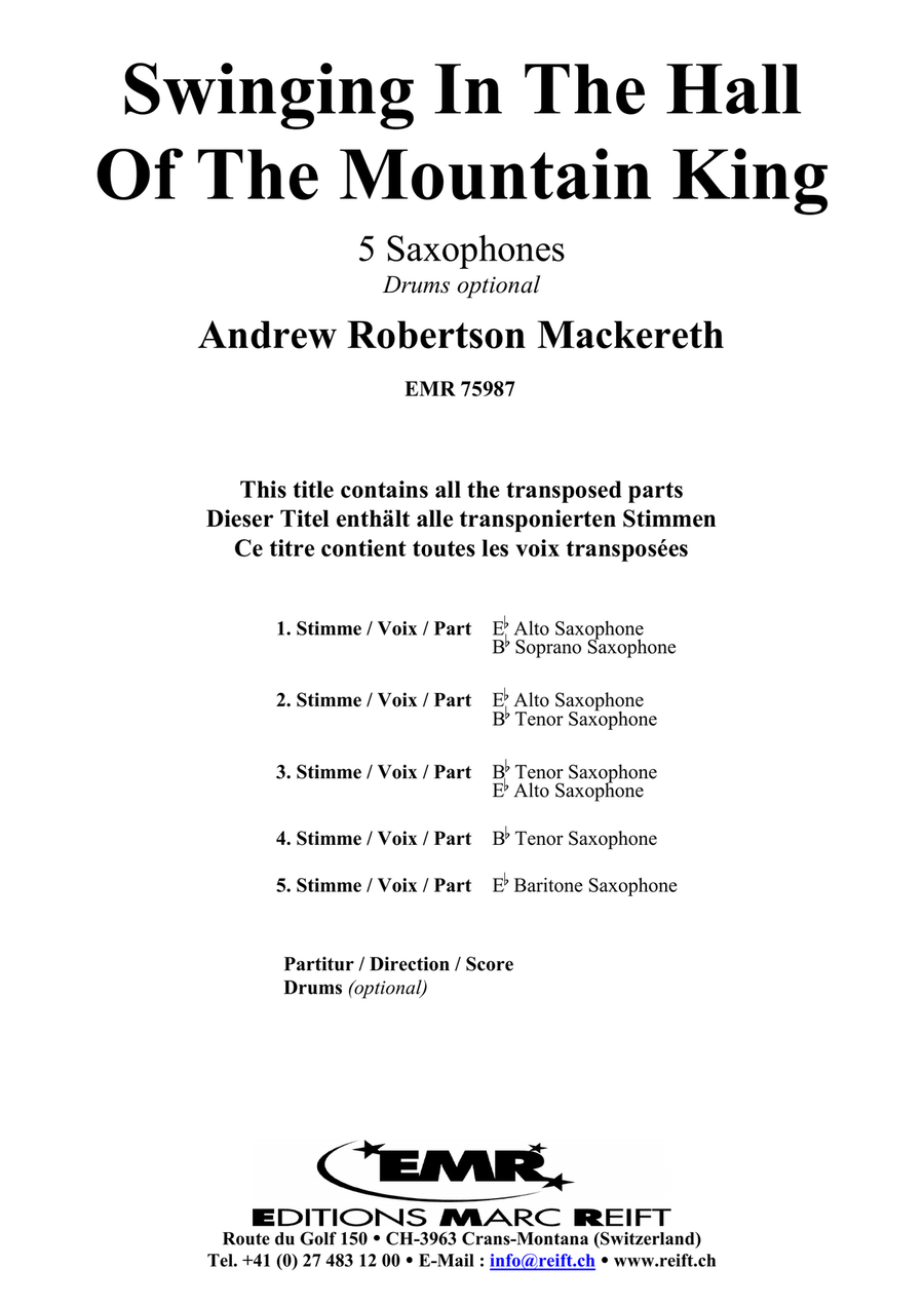 Swinging In The Hall Of The Mountain King Saxophone Quintet scores gallery preview page 2