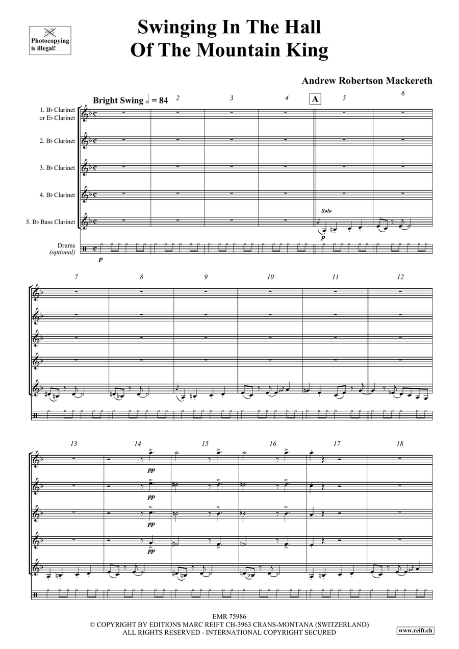 Swinging In The Hall Of The Mountain King Clarinet Quintet scores gallery preview page 4