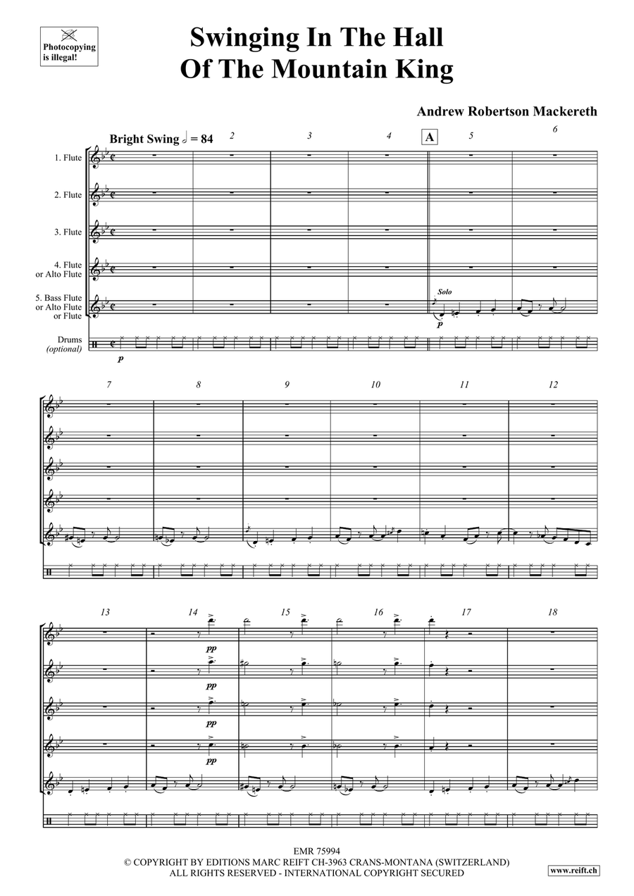 Swinging In The Hall Of The Mountain King Flute scores gallery preview page 4
