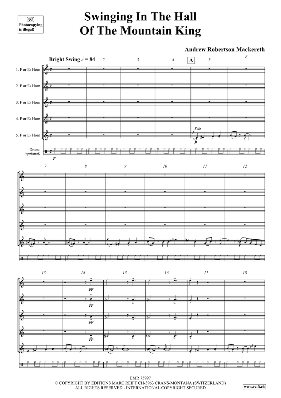 Swinging In The Hall Of The Mountain King Horn scores gallery preview page 4