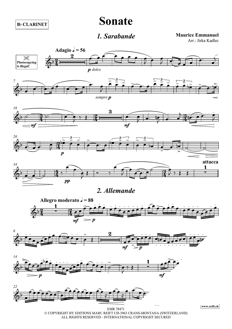Sonate Sonate Clarinet Solo scores gallery preview page 3