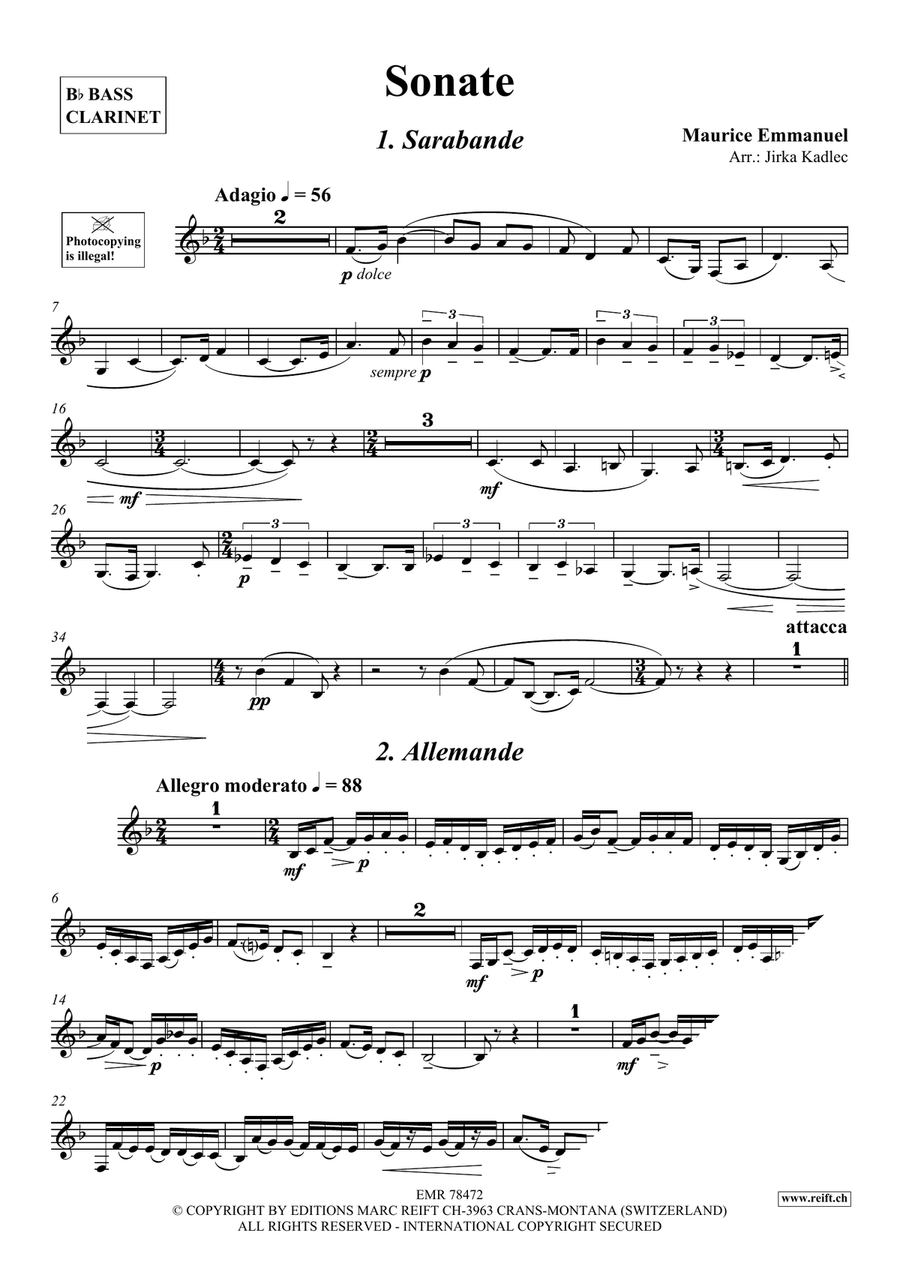 Sonate Sonate Bass Clarinet scores gallery preview page 3