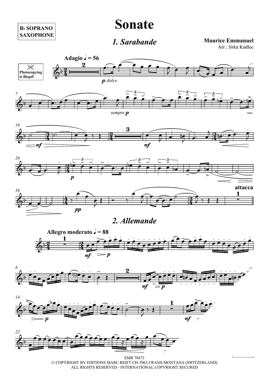 Sonate Sonate Soprano Saxophone scores gallery preview page 3