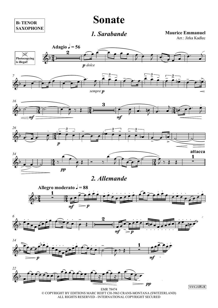 Sonate Sonate Tenor Saxophone scores gallery preview page 3