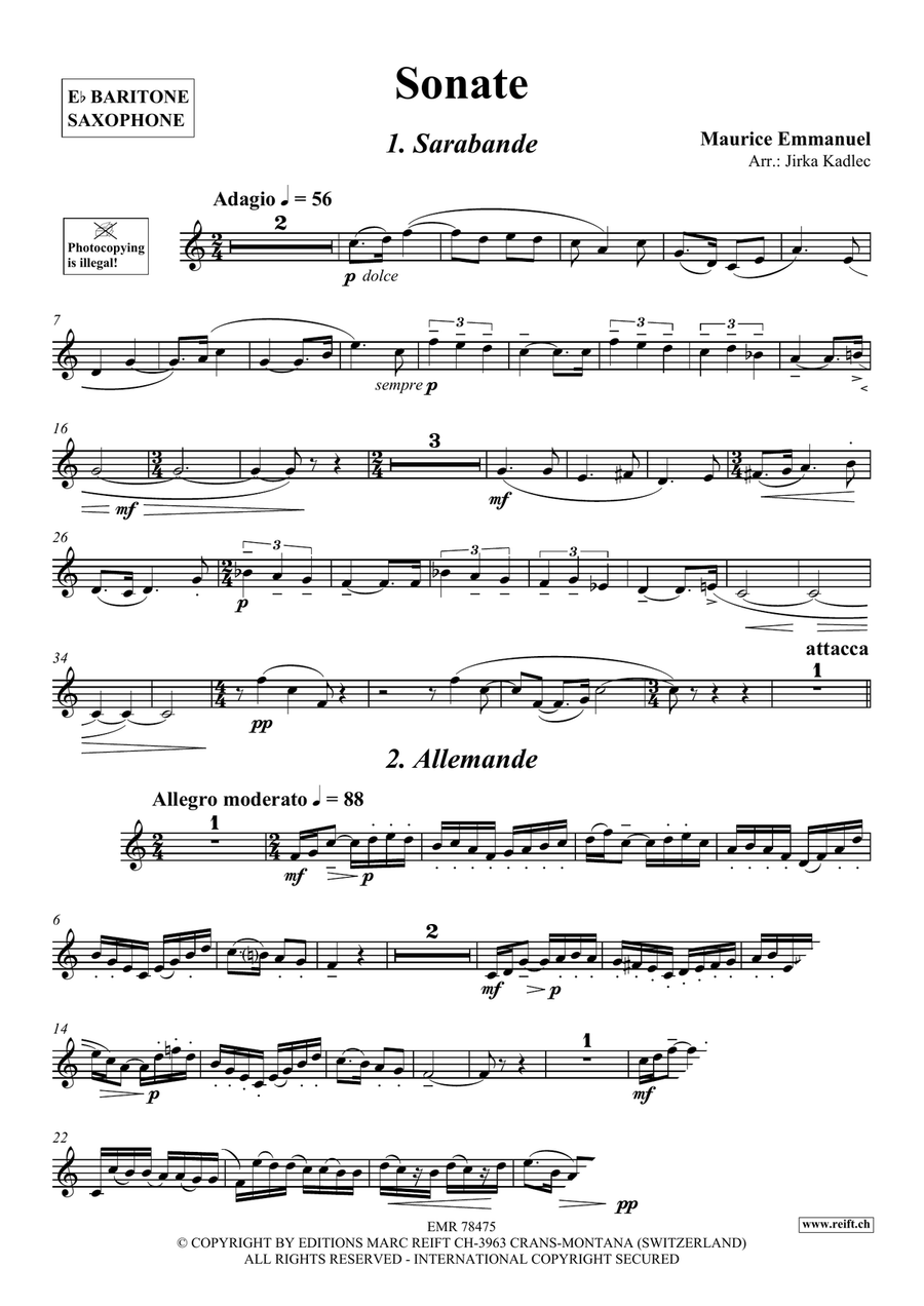 Sonate Sonate Baritone Saxophone scores gallery preview page 3
