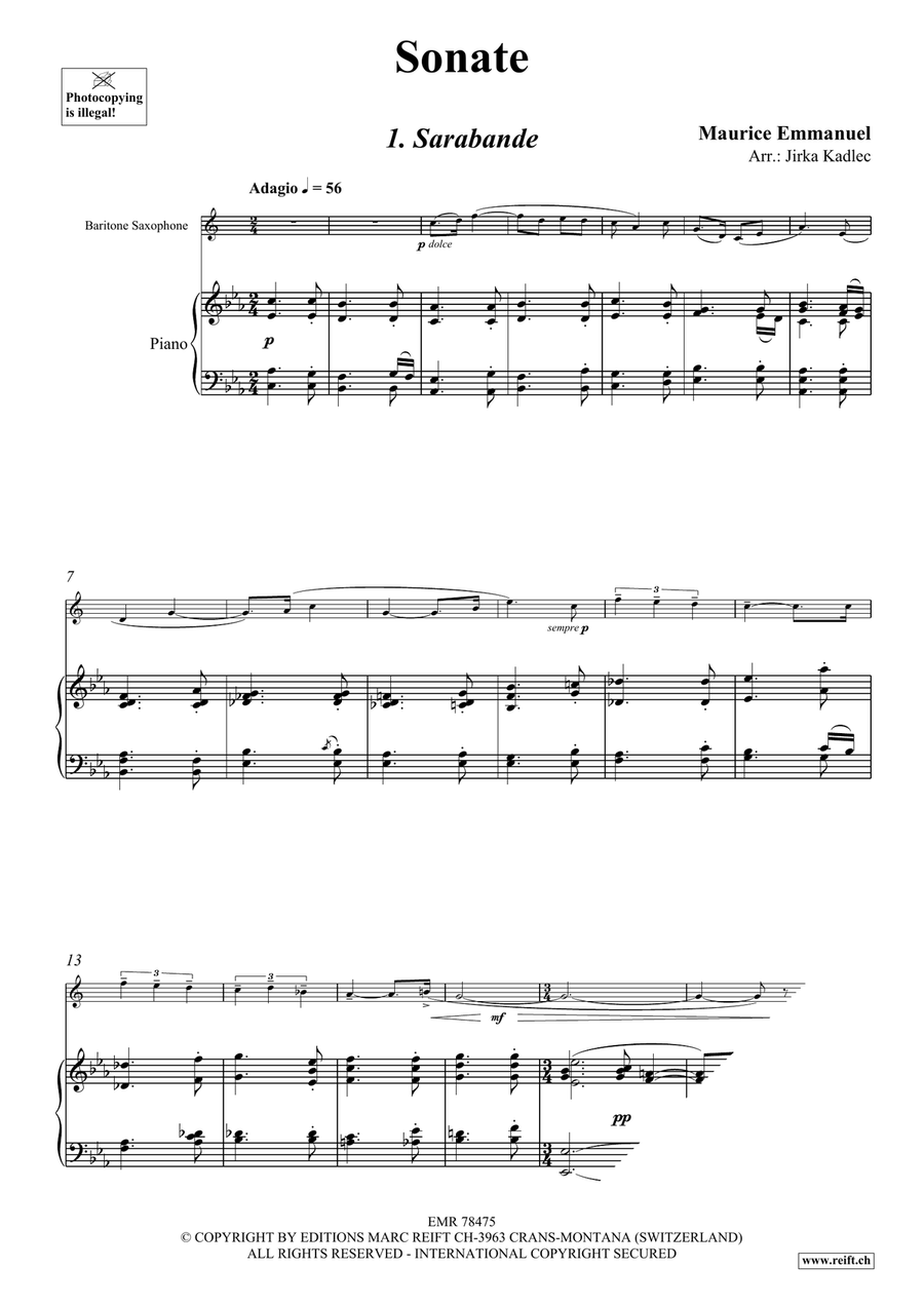 Sonate Sonate Baritone Saxophone scores gallery preview page 4