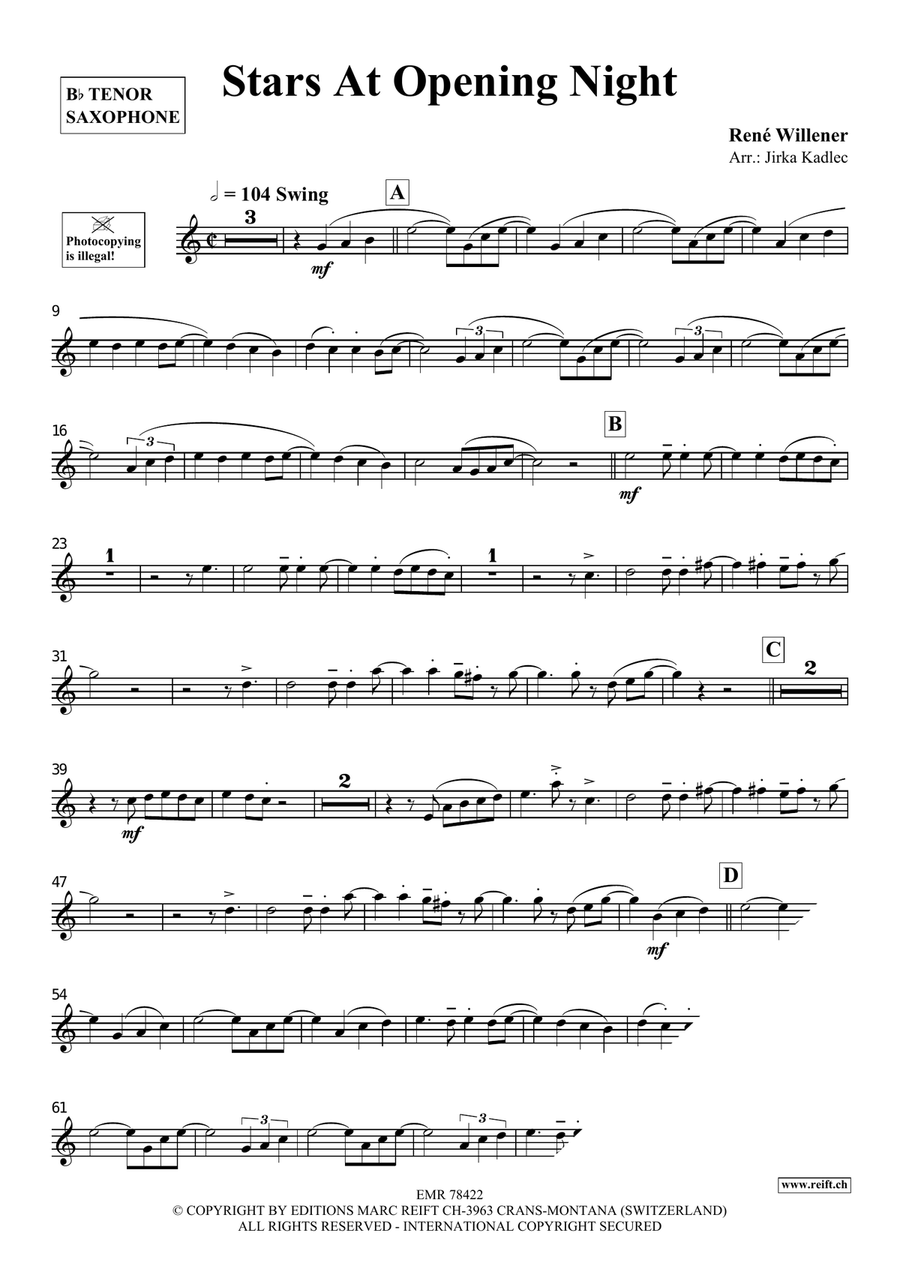 Stars At Opening Night Stars At Opening Night Tenor Saxophone scores gallery preview page 4