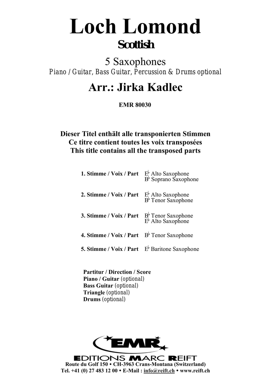 Loch Lomond Loch Lomond Saxophone Quintet scores gallery preview page 2
