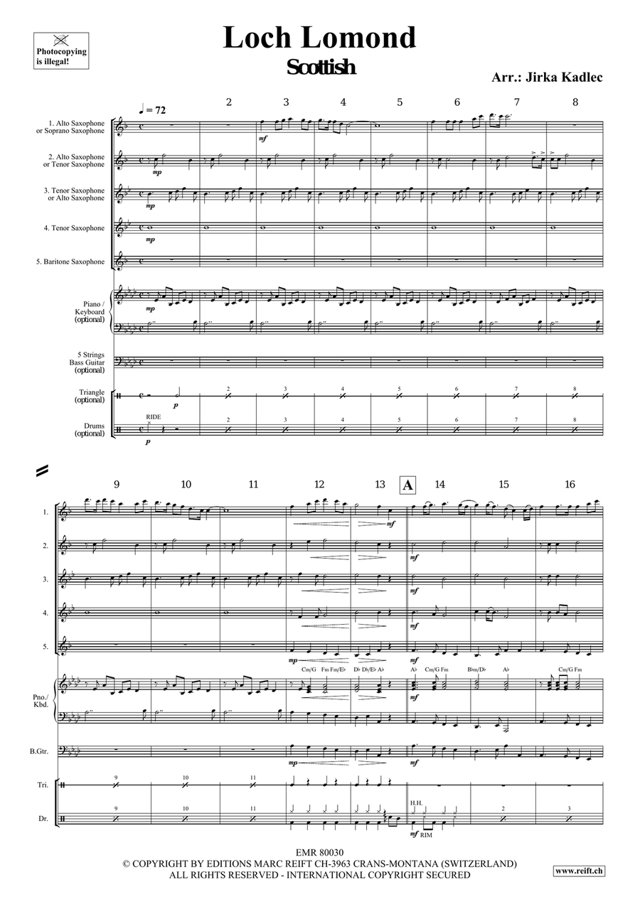 Loch Lomond Loch Lomond Saxophone Quintet scores gallery preview page 3