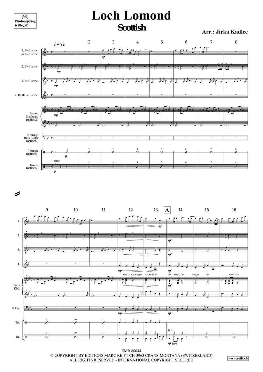 Loch Lomond Loch Lomond Clarinet Quartet scores gallery preview page 3
