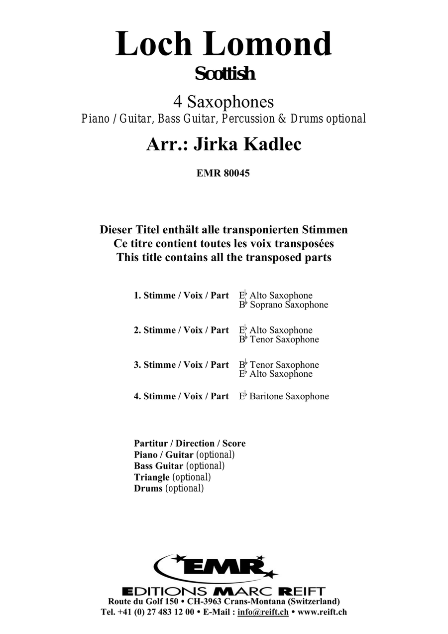Loch Lomond Loch Lomond Saxophone Quartet scores gallery preview page 2