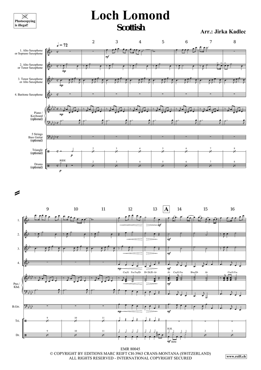 Loch Lomond Loch Lomond Saxophone Quartet scores gallery preview page 3