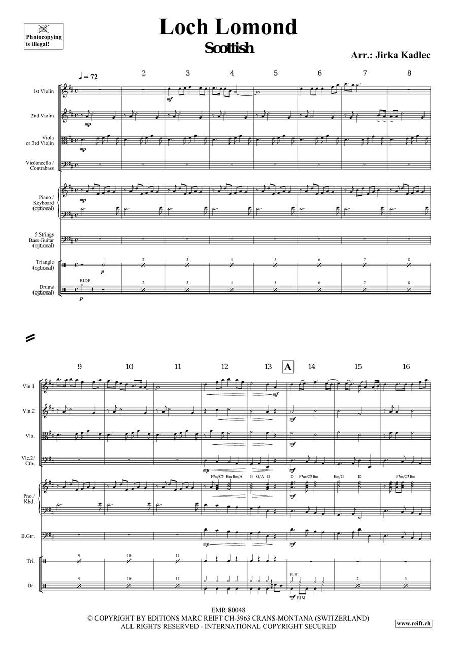 Loch Lomond by Jirka Kadlec String Quartet - Sheet Music page 3