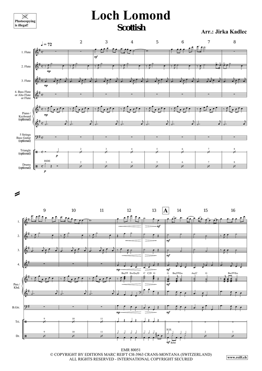 Loch Lomond Loch Lomond Flute Quartet scores gallery preview page 3
