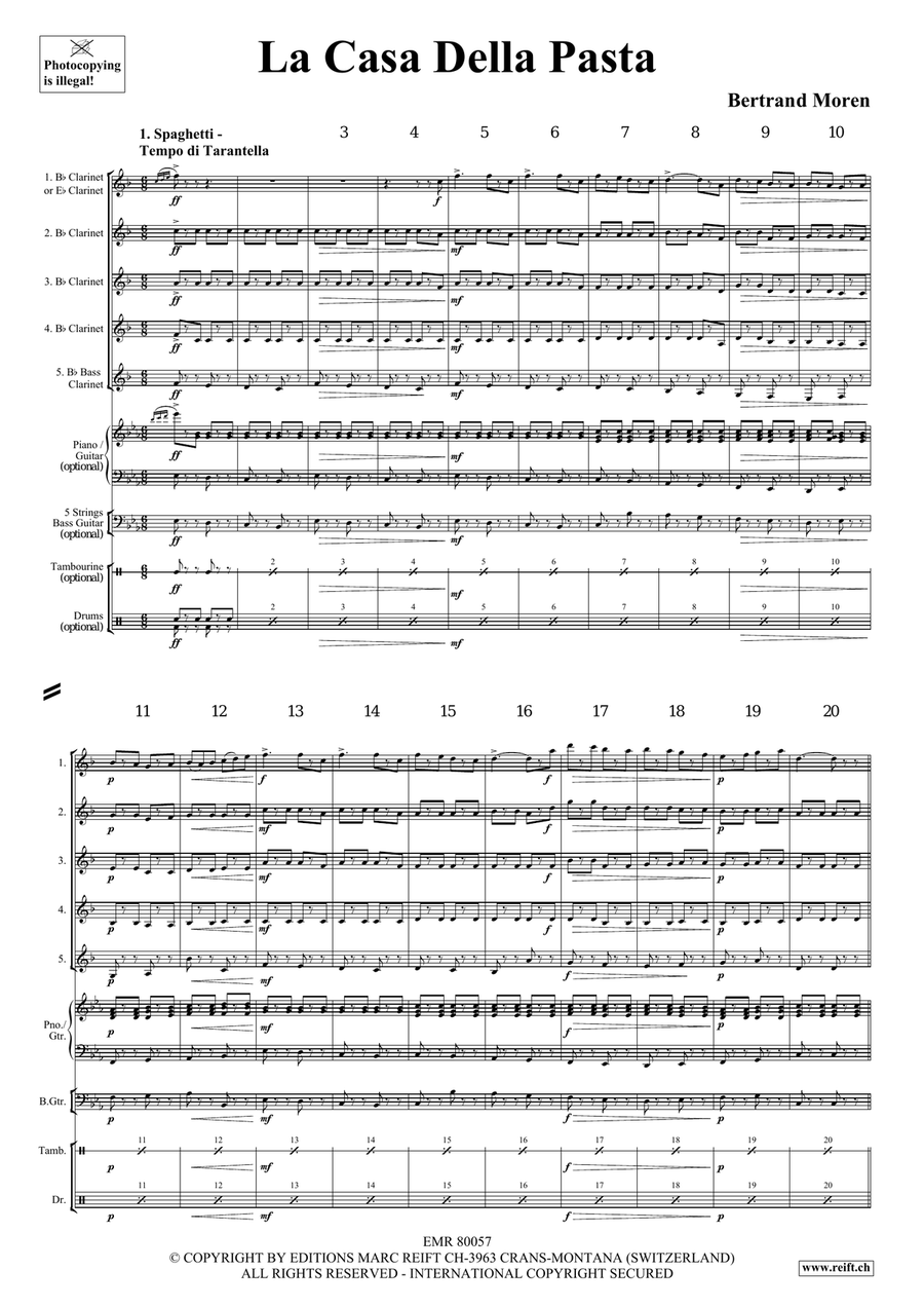La Casa Della Pasta La Casa Della Pasta Clarinet Quintet scores gallery preview page 4