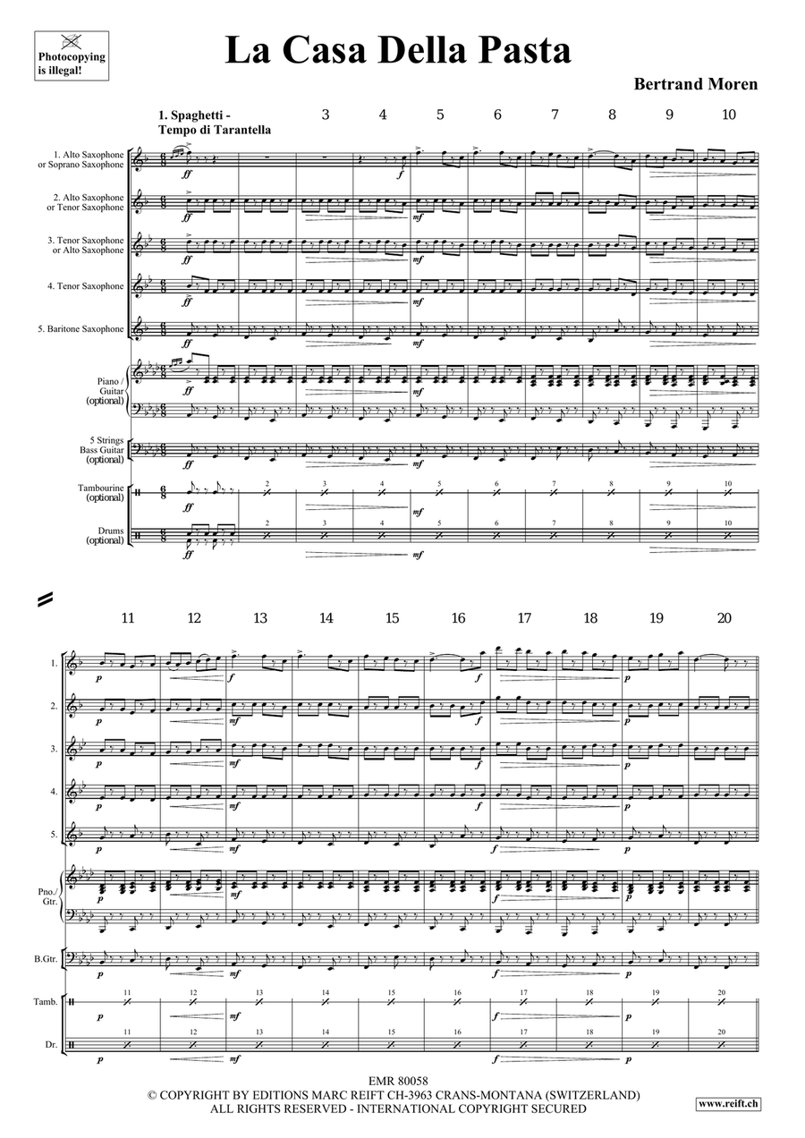 La Casa Della Pasta La Casa Della Pasta Saxophone Quintet scores gallery preview page 4