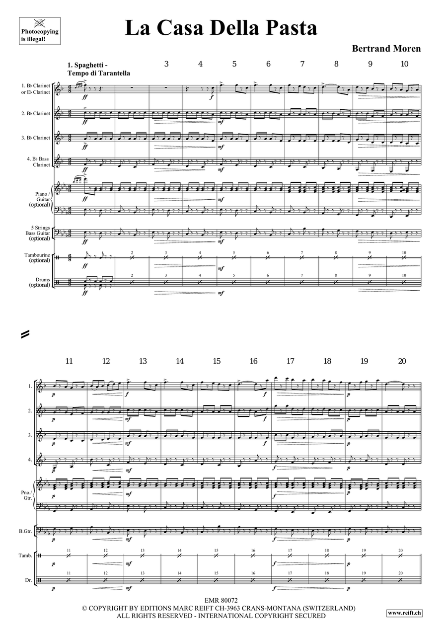 La Casa Della Pasta La Casa Della Pasta Clarinet Quartet scores gallery preview page 4