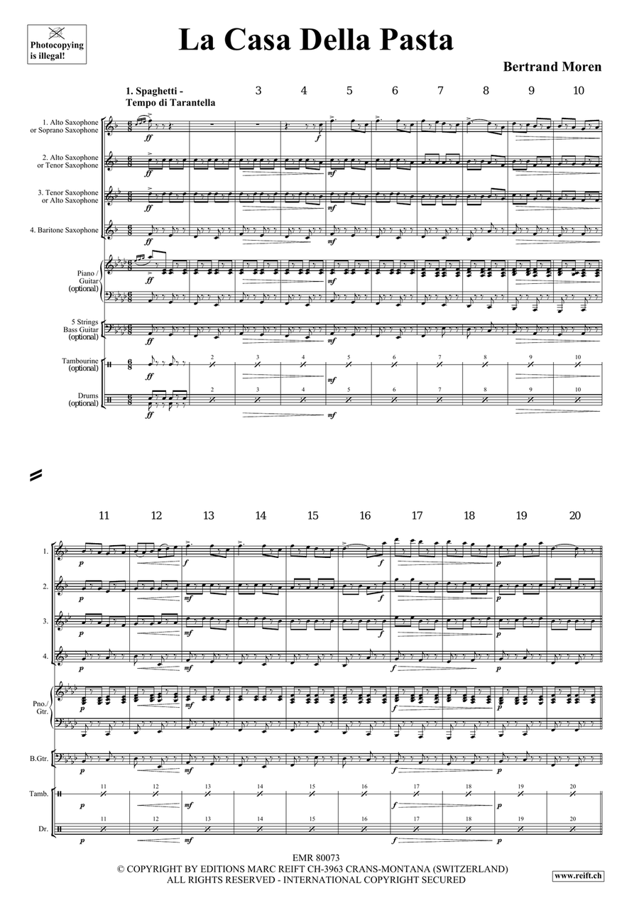 La Casa Della Pasta La Casa Della Pasta Saxophone Quartet scores gallery preview page 4