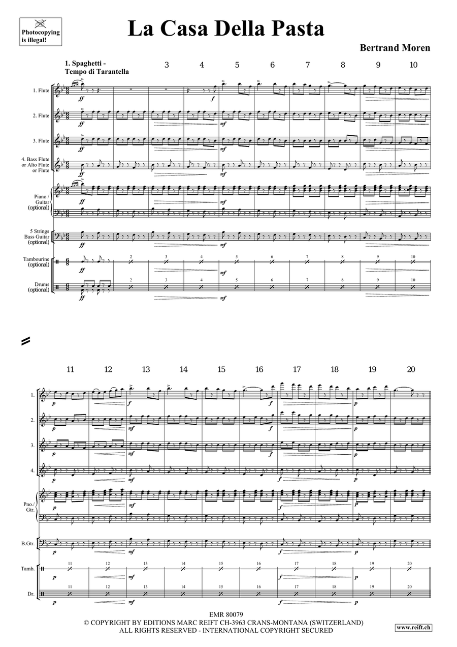 La Casa Della Pasta La Casa Della Pasta Flute Quartet scores gallery preview page 4