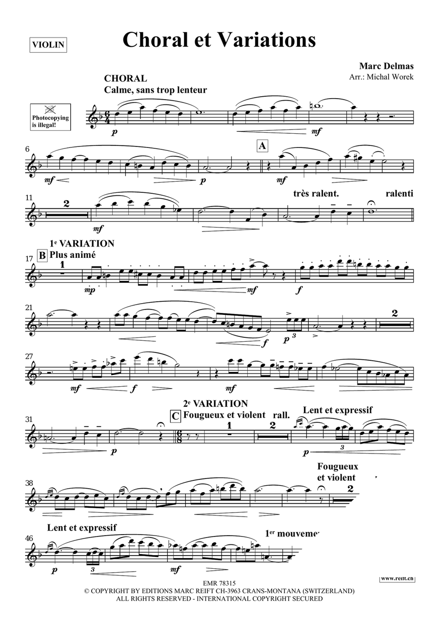 Choral et Variations Violin Solo - Sheet Music page 3