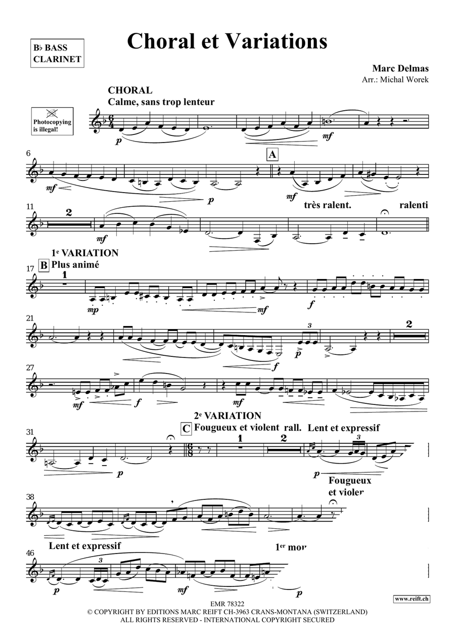 Choral et Variations Bass Clarinet - Sheet Music page 3