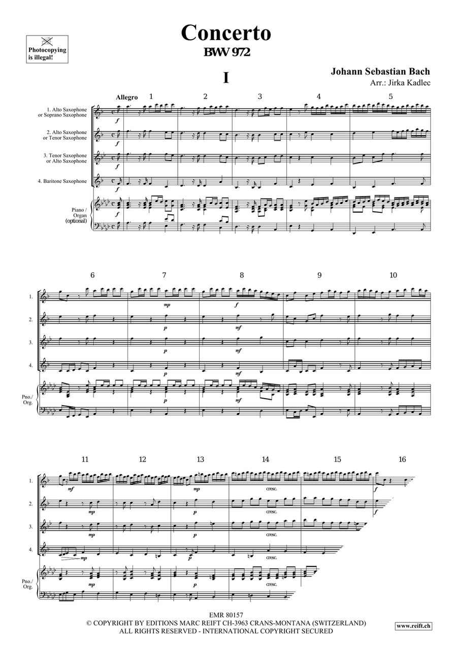 Concerto Concerto Saxophone Quartet scores gallery preview page 3