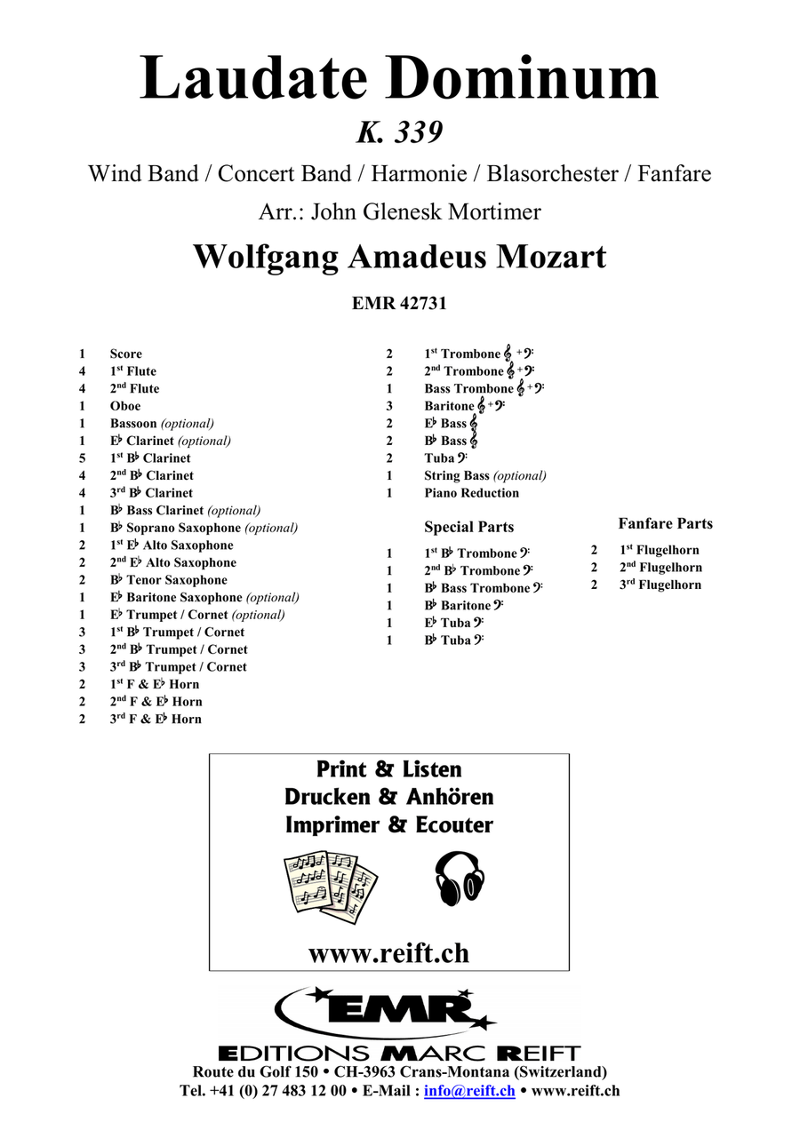 Laudate Dominum by Wolfgang Amadeus Mozart Concert Band - Sheet Music page 2