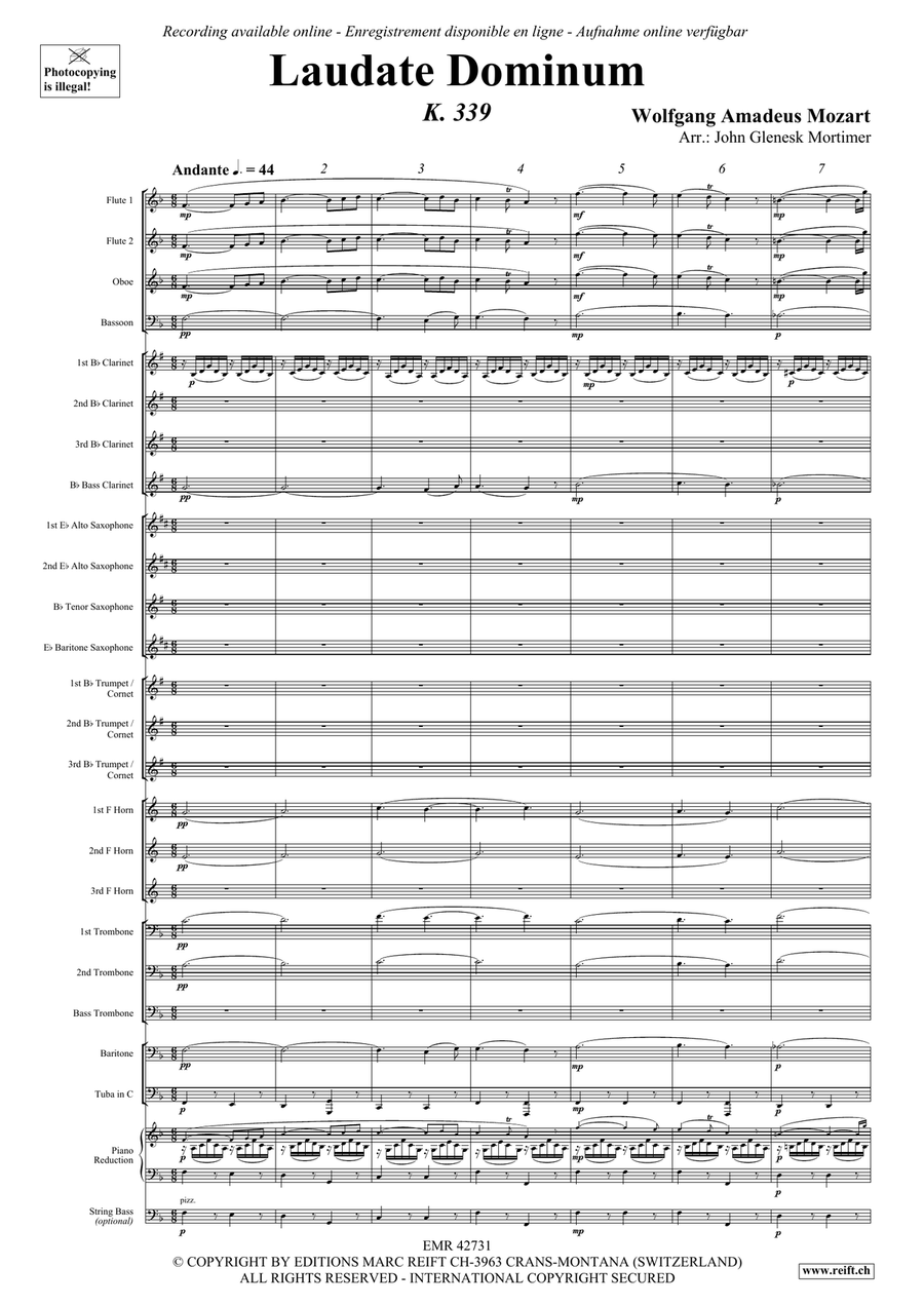 Laudate Dominum by Wolfgang Amadeus Mozart Concert Band - Sheet Music page 3
