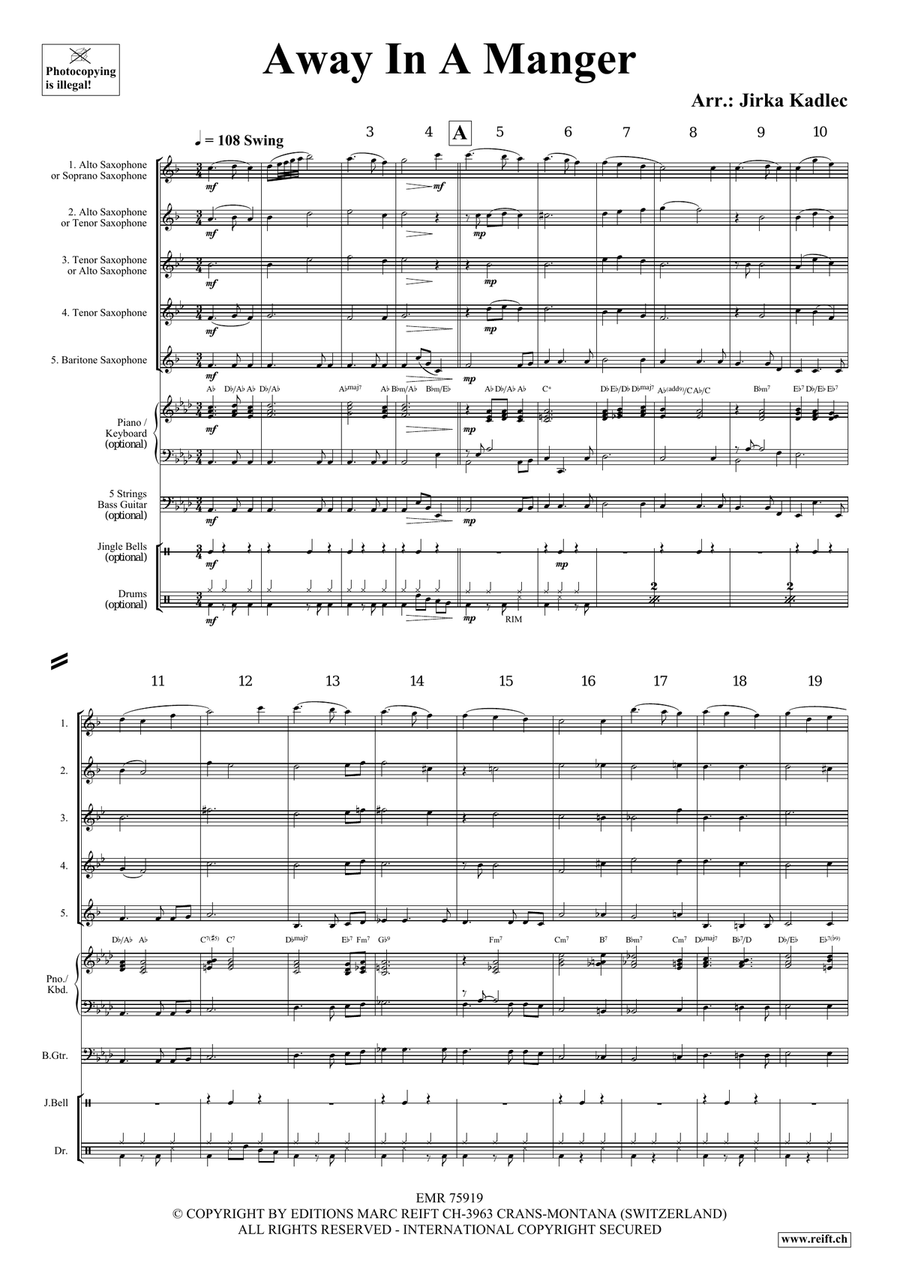 Away In A Manger Away In A Manger Saxophone Quintet scores gallery preview page 3