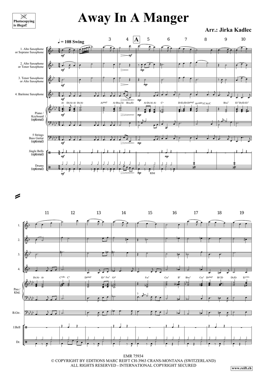 Away In A Manger Away In A Manger Saxophone Quartet scores gallery preview page 3