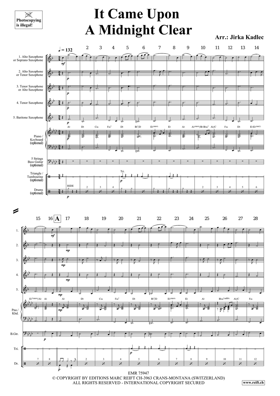 It Came Upon A Midnight Clear Saxophone Quintet scores gallery preview page 3