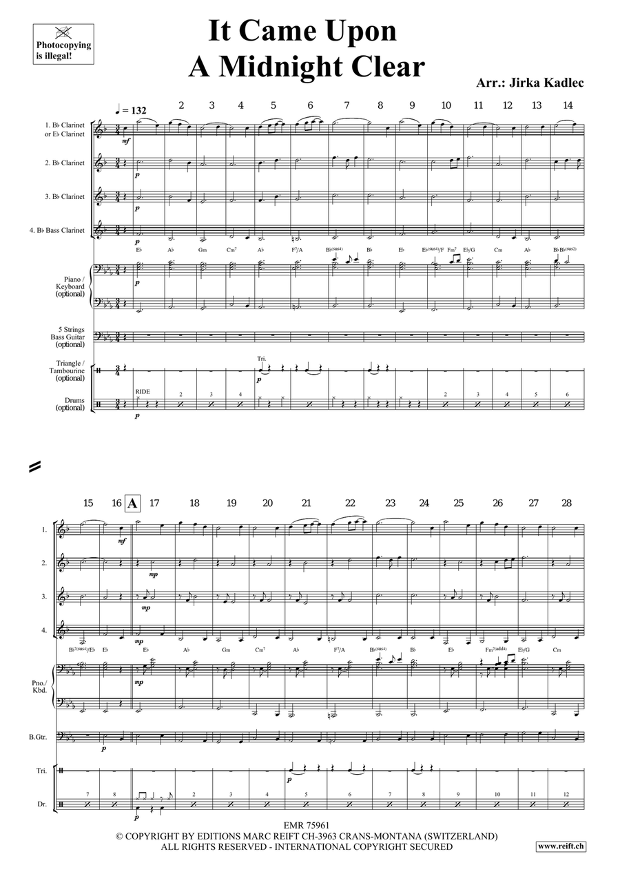It Came Upon A Midnight Clear Clarinet Quartet scores gallery preview page 3