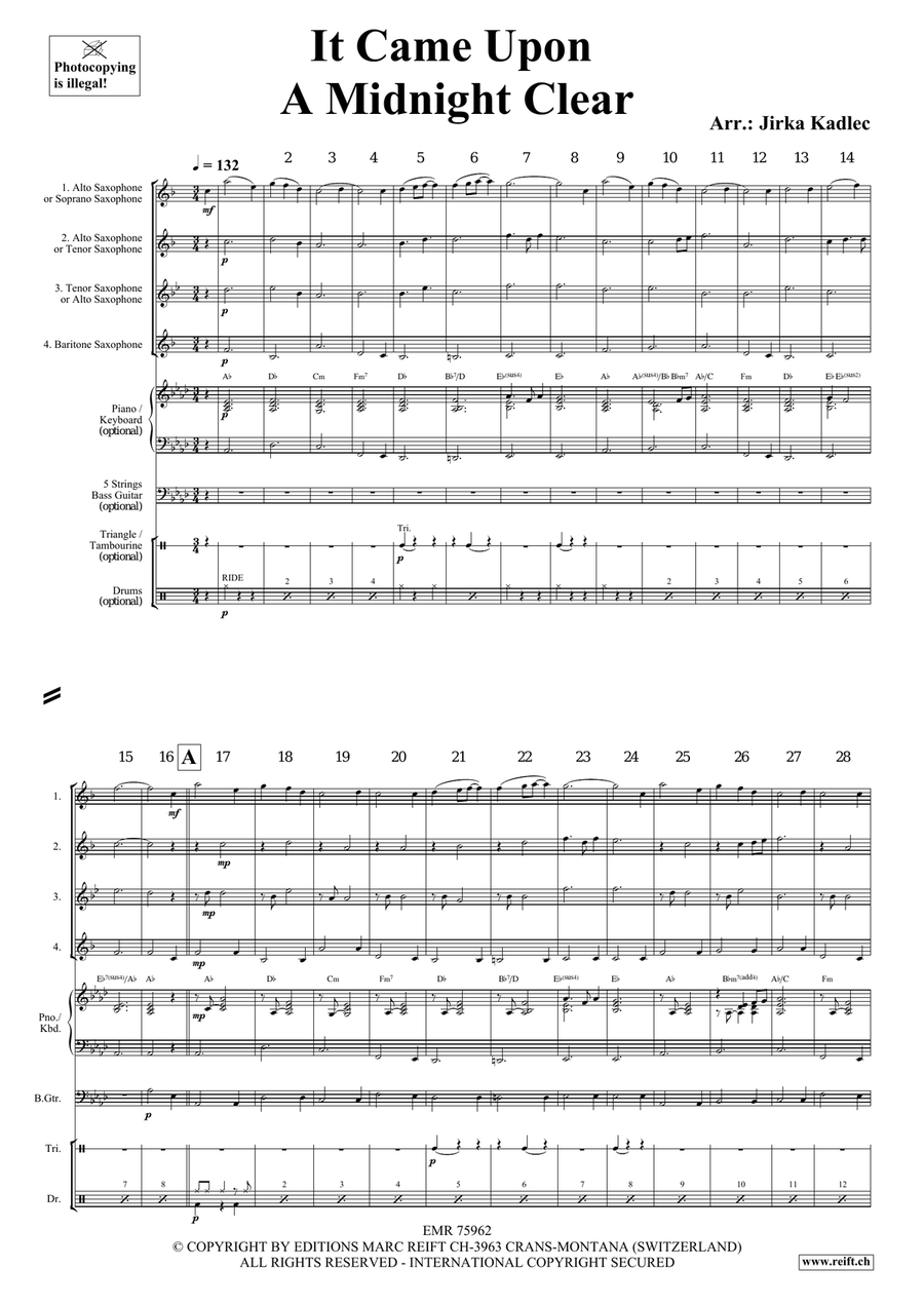 It Came Upon A Midnight Clear Saxophone Quartet scores gallery preview page 3