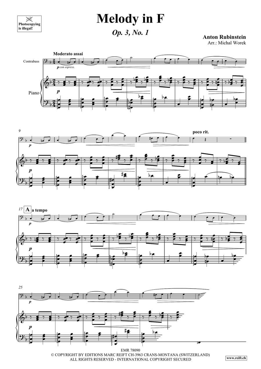 Melody in F Melody in F Double Bass scores gallery preview page 3
