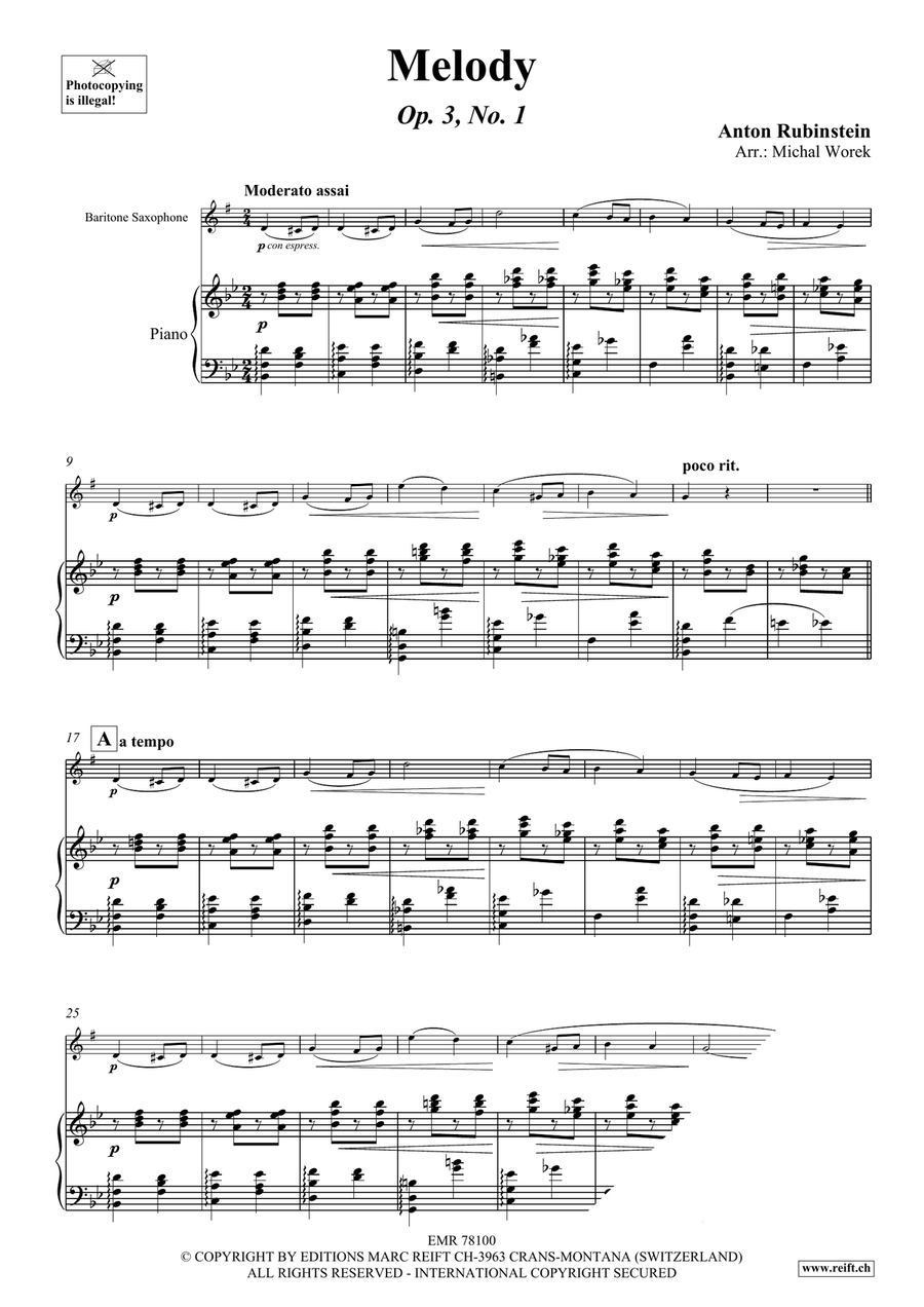 Melody in F Melody in F Baritone Saxophone scores gallery preview page 3