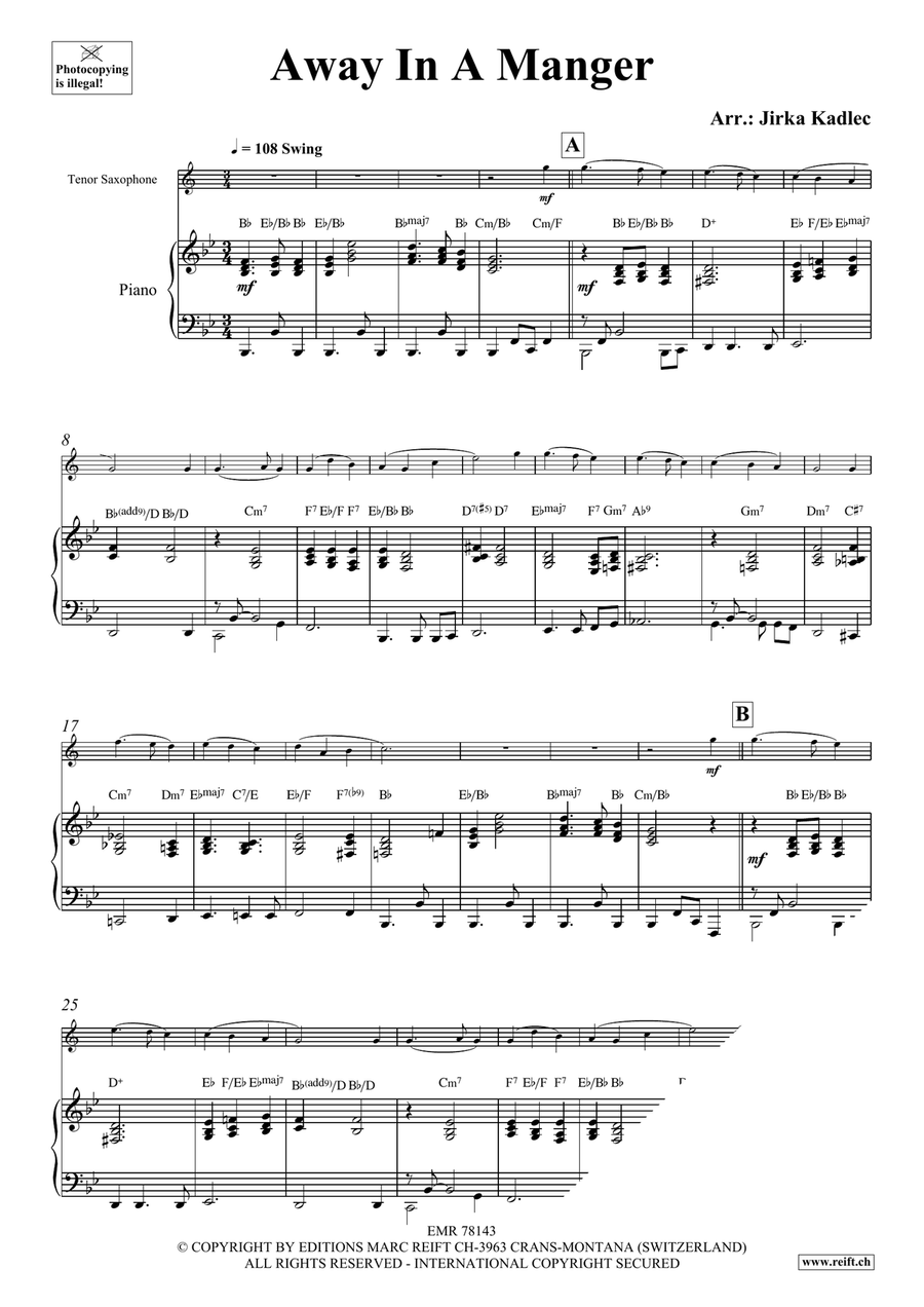 Away In A Manger Away In A Manger Tenor Saxophone scores gallery preview page 3