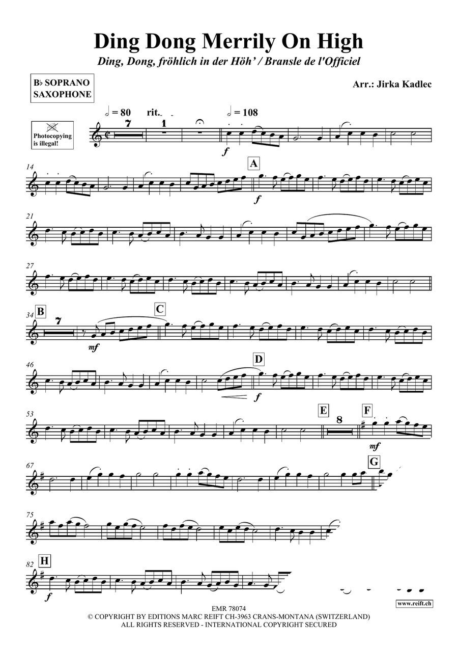 Ding Dong Merrily On High Soprano Saxophone scores gallery preview page 3