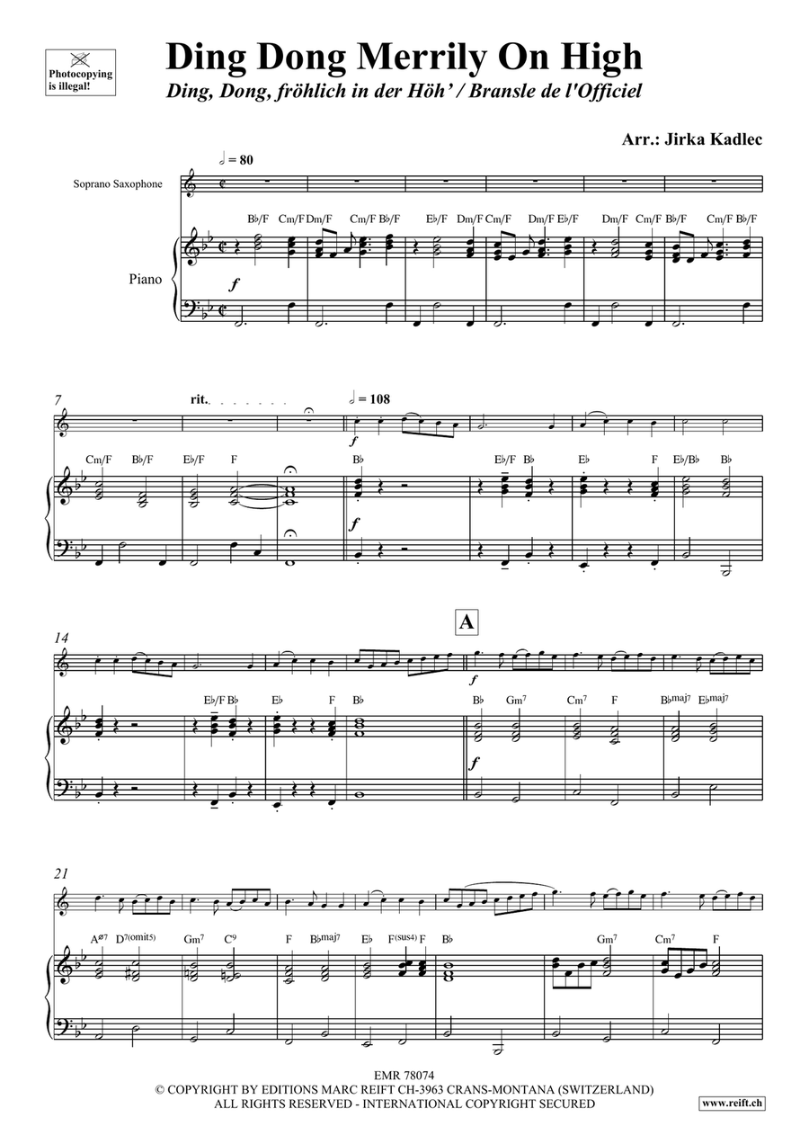Ding Dong Merrily On High Soprano Saxophone scores gallery preview page 4