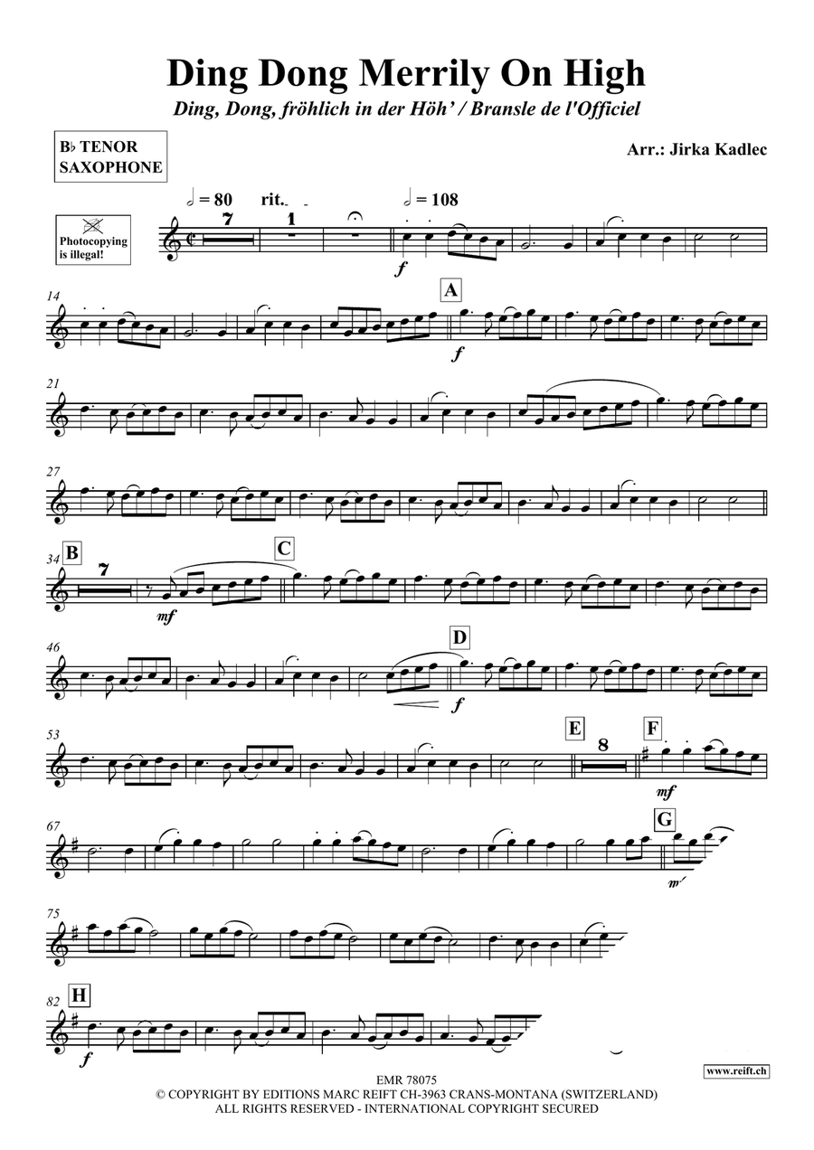 Ding Dong Merrily On High Tenor Saxophone scores gallery preview page 3
